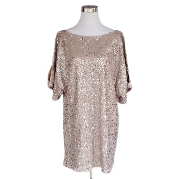 NV Couture Dresses & Skirts - NV Couture Champagne Above Knee Cold Shoulder Party Cocktail Sheath Dress Sze 12